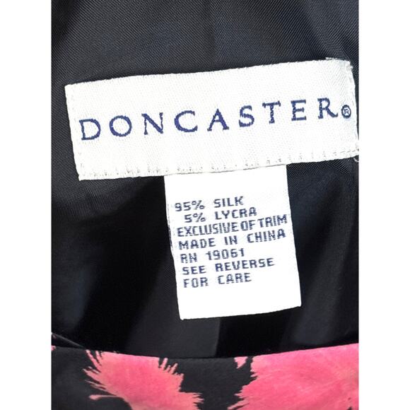 Doncaster Womens 8 Black Pink Floral Silk Sleeveless Work Party Midi Dress NWT - Picture 5 of 6